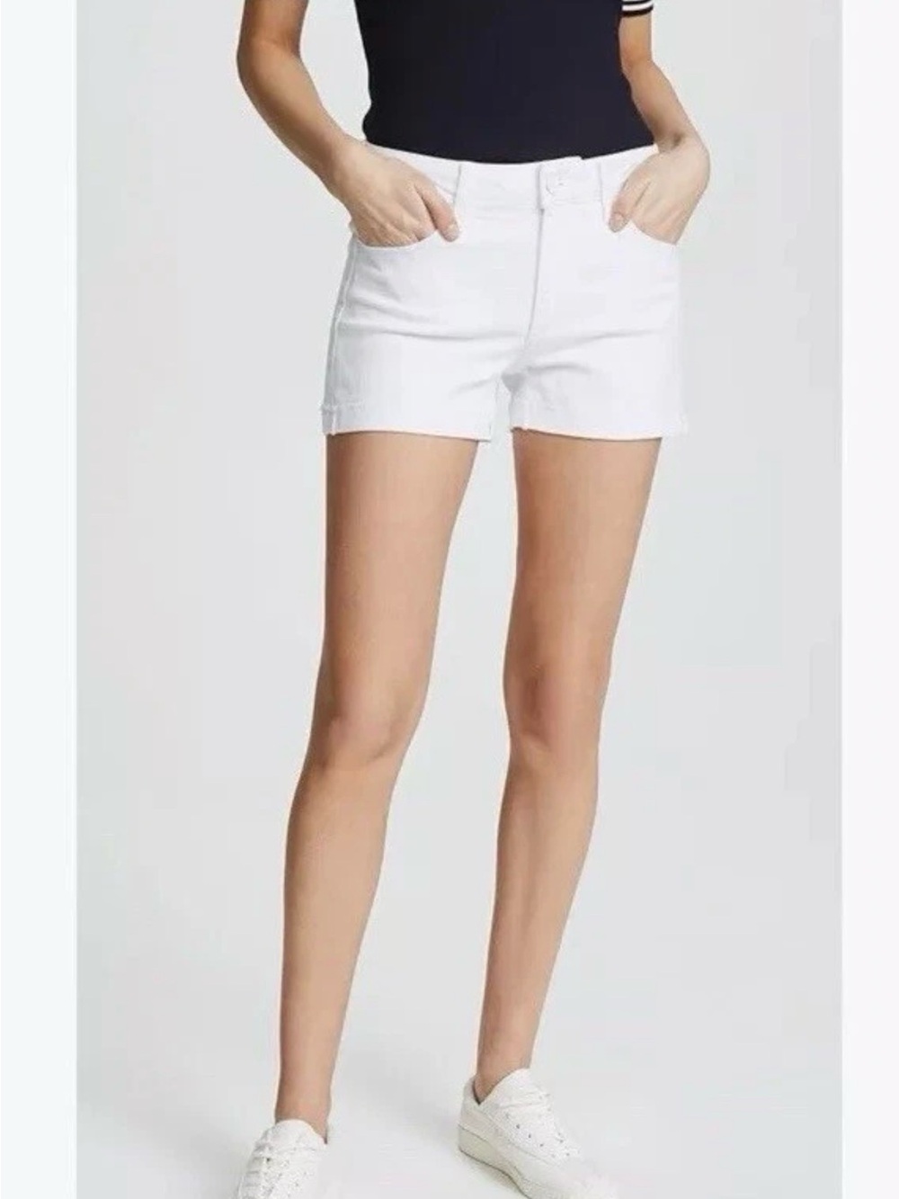 PAIGE Jimmy Jimmy White Cuffed Denim Short Size 24 NWOT
